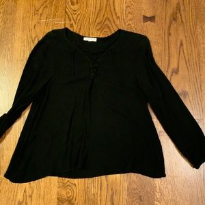 JACK Tie Up Black Long Sleeve Blouse